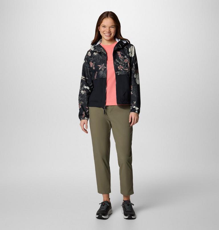 Women's Spire Valley Printed Windbreaker, Color: Black Outbacked, Black, image 6