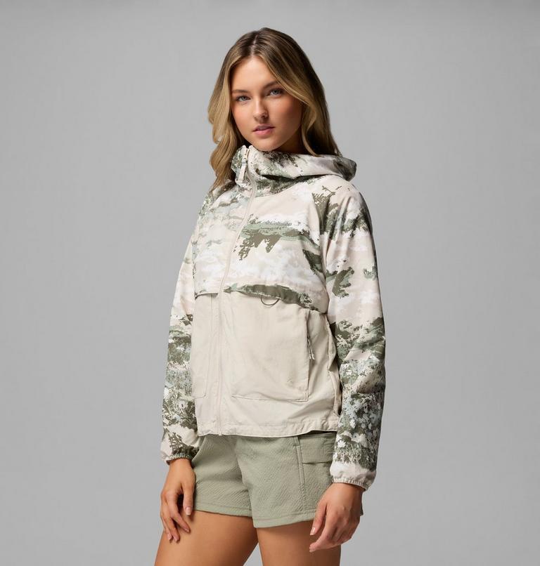 Coupe-vent Imprim&eacute; &agrave; Capuche Spire Valley Femme, Color: Safari Fieldaze Print, Dark Stone, image 4