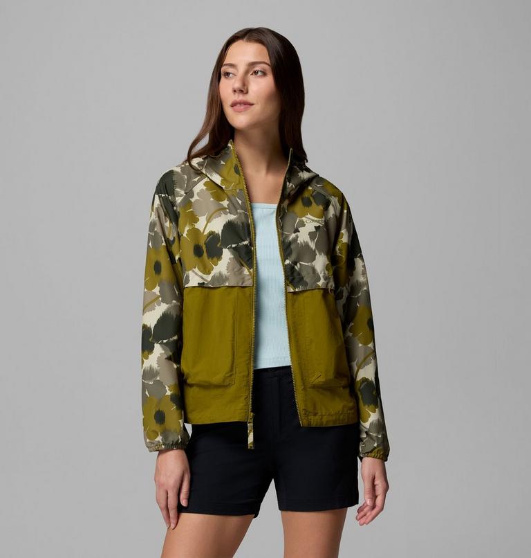 Coupe-vent Imprim&eacute; &agrave; Capuche Spire Valley Femme, Color: Mossy Green Ikatbloom Print, Mossy Green, image 5