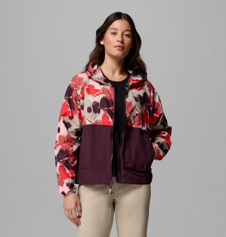 Coupe-vent Imprim&eacute; &agrave; Capuche Spire Valley Femme, Color: Washed Red Ikatbloom Print, Moonvista, image 5