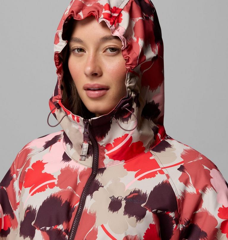 Coupe-vent Imprim&eacute; &agrave; Capuche Spire Valley Femme, Color: Washed Red Ikatbloom Print, Moonvista, image 6