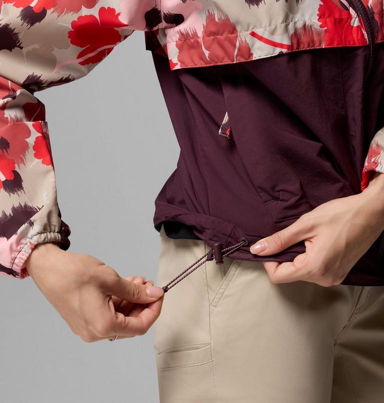 Coupe-vent Imprim&eacute; &agrave; Capuche Spire Valley Femme, Color: Washed Red Ikatbloom Print, Moonvista, image 7