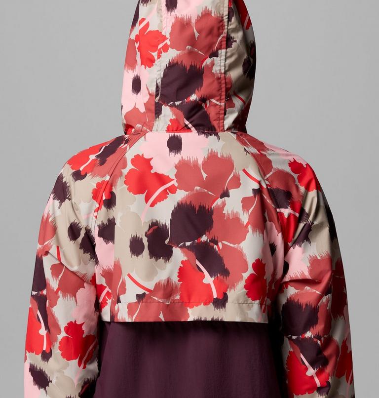 Coupe-vent Imprim&eacute; &agrave; Capuche Spire Valley Femme, Color: Washed Red Ikatbloom Print, Moonvista, image 8