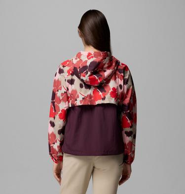 Coupe-vent Imprim&eacute; &agrave; Capuche Spire Valley Femme, Color: Washed Red Ikatbloom Print, Moonvista, image 3