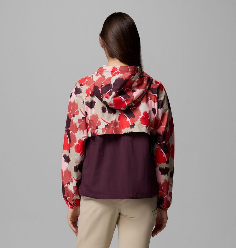 Coupe-vent Imprim&eacute; &agrave; Capuche Spire Valley Femme, Color: Washed Red Ikatbloom Print, Moonvista, image 3