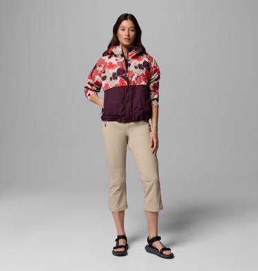 Coupe-vent Imprim&eacute; &agrave; Capuche Spire Valley Femme, Color: Washed Red Ikatbloom Print, Moonvista, image 2
