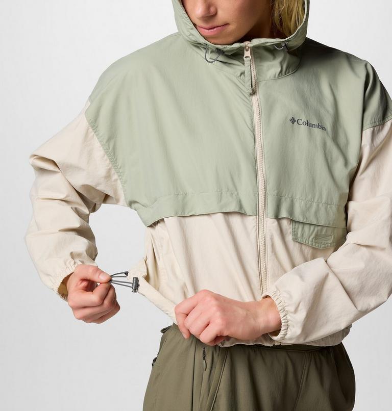 Women's Spire Valley Cropped Hooded Windbreaker, Color: Safari, Dark Stone, image 6