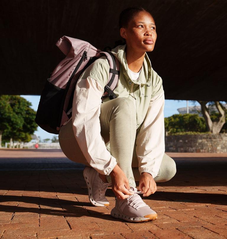 Women's Spire Valley Cropped Hooded Windbreaker, Color: Safari, Dark Stone, image 9