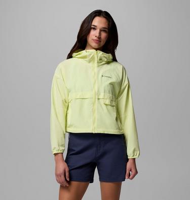 Women's Spire Valley Cropped Hooded Windbreaker, Color: Citron Haze, image 1