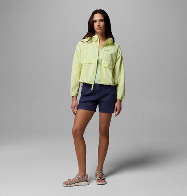 Women's Spire Valley Cropped Hooded Windbreaker, Color: Citron Haze, image 2