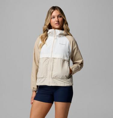 Cortavientos con capucha Spire Valley para mujer, Color: Dark Stone, Sea Salt, Ancient Fossil, image 5