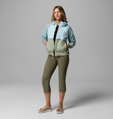 Women's Spire Valley Hooded Windbreaker, Color: Safari, Marine Light, Crushed Blue, image 8