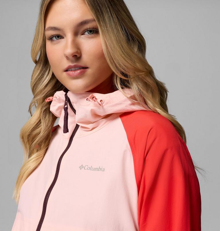 Coupe-vent &agrave; Capuche Spire Valley Femme, Color: Moonvista, Pink Sand, Poppy Red, image 6