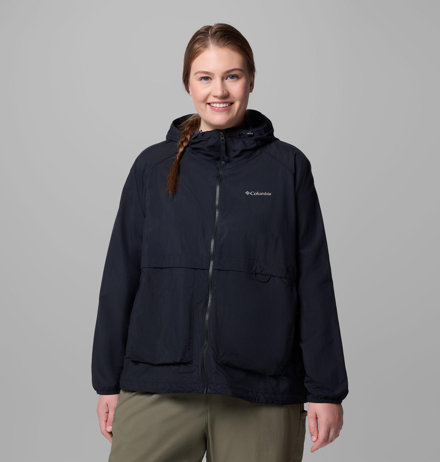 Женская куртка Columbia Spire Valley Windbreaker - Plus Size, цвет: Чёрный — фото 1