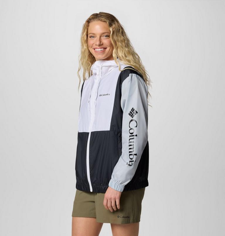 Cortavientos con capucha Lily Basin II para mujer, Color: White, Cirrus Grey, Black, image 3