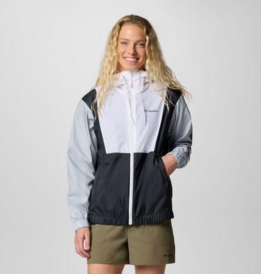 Cortavientos con capucha Lily Basin II para mujer, Color: White, Cirrus Grey, Black, image 1