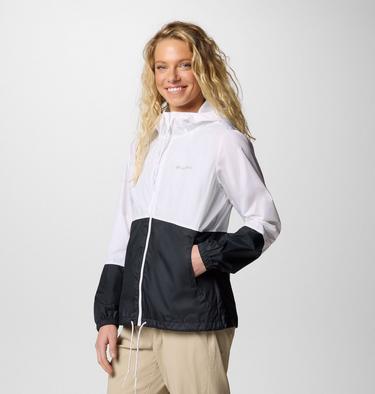 Women's Flash Forward II Hooded Windbreaker, Color: White, Black, image 3