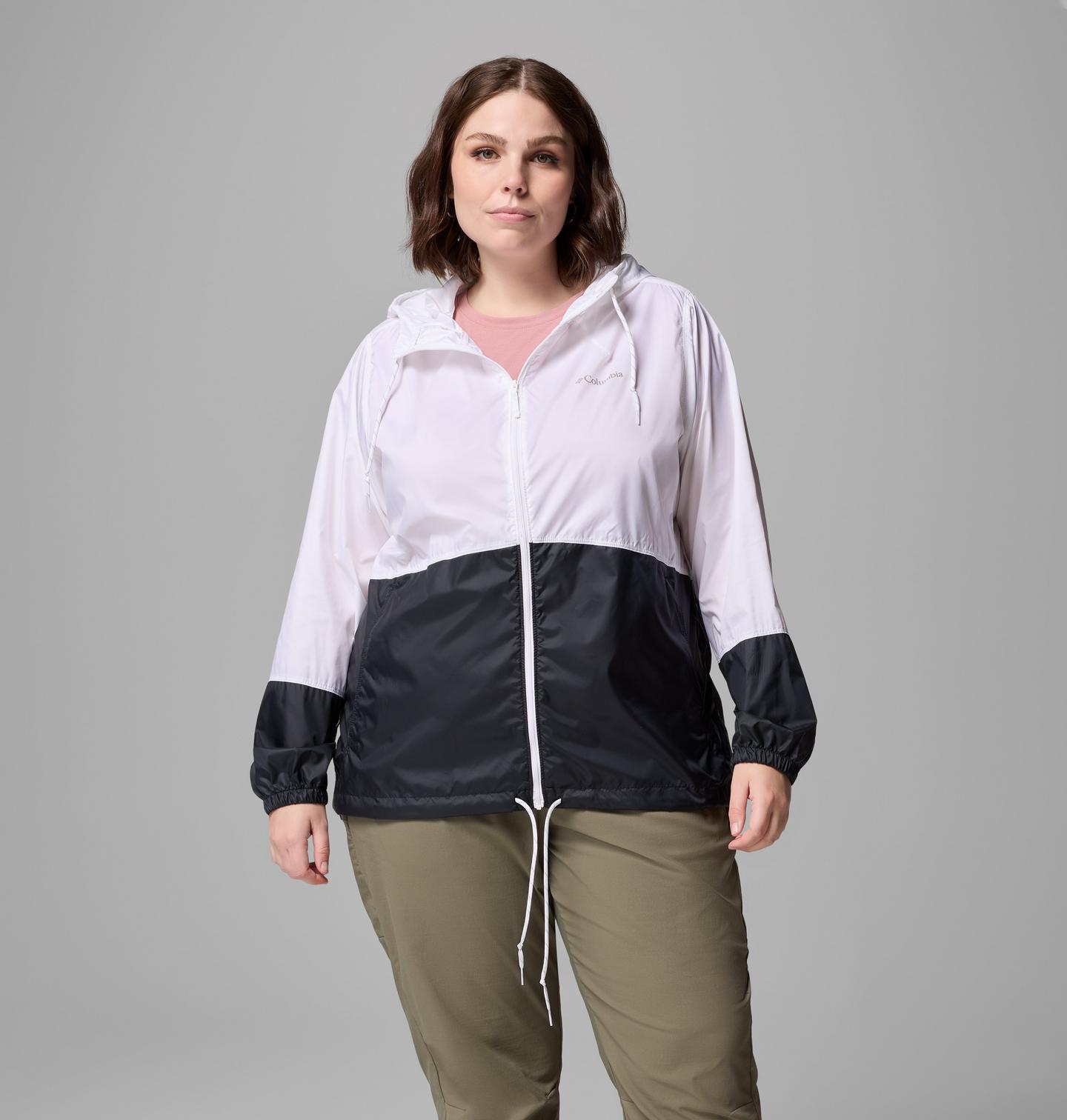 Женская куртка Columbia Flash Forward II Windbreaker - Plus Size, цвет: Белый / Чёрный — фото 1