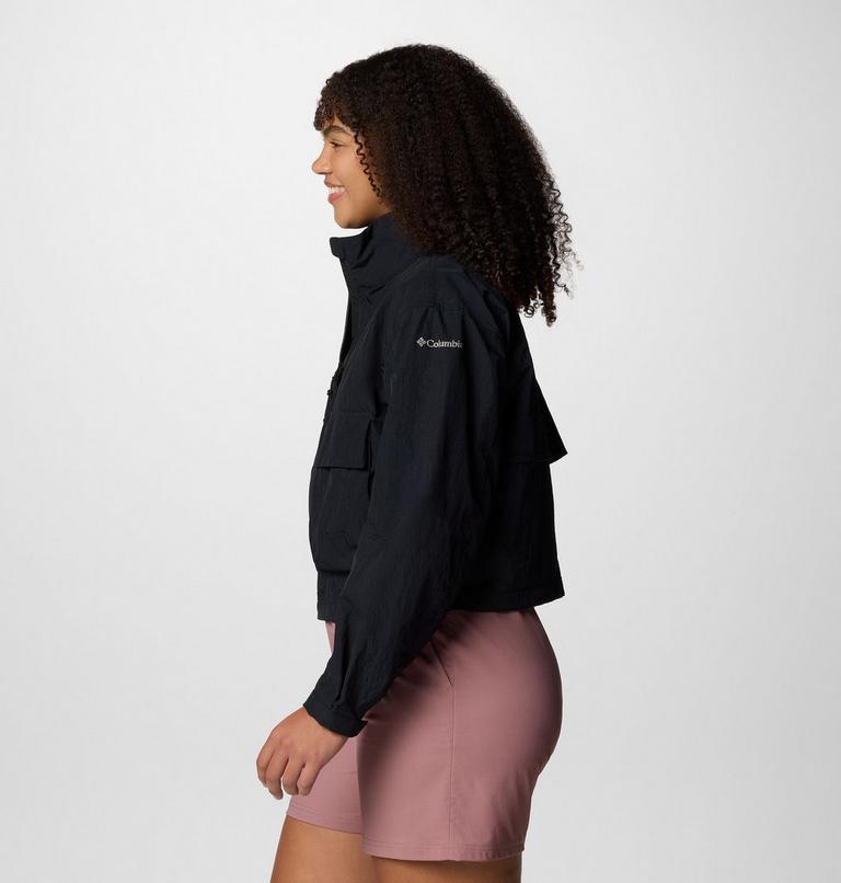 Women's Paracutie Cropped Cargo Windbreaker, Color: Black, image 3