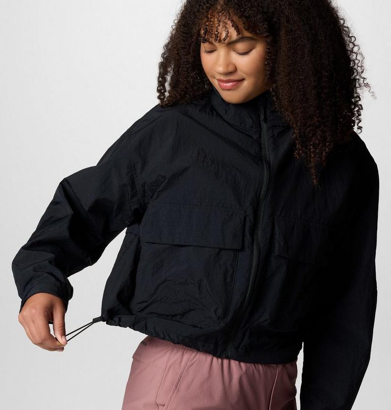 Women's Paracutie Cropped Cargo Windbreaker, Color: Black, image 6