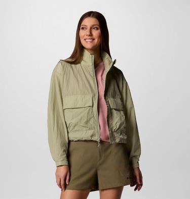 Women's Paracutie Cropped Cargo Windbreaker, Color: Safari, image 5