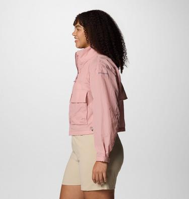 Women's Paracutie Cropped Cargo Windbreaker, Color: Eraser Pink, image 3