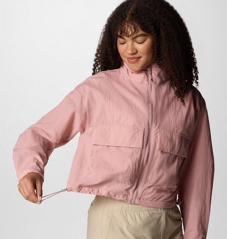 Women's Paracutie Cropped Cargo Windbreaker, Color: Eraser Pink, image 6