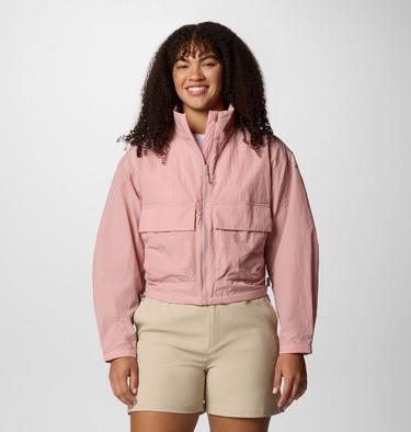 Women's Paracutie Cropped Cargo Windbreaker, Color: Eraser Pink, image 1