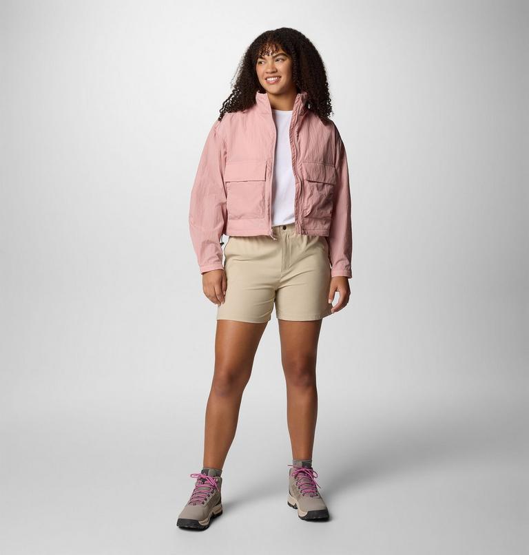 Women's Paracutie Cropped Cargo Windbreaker, Color: Eraser Pink, image 7
