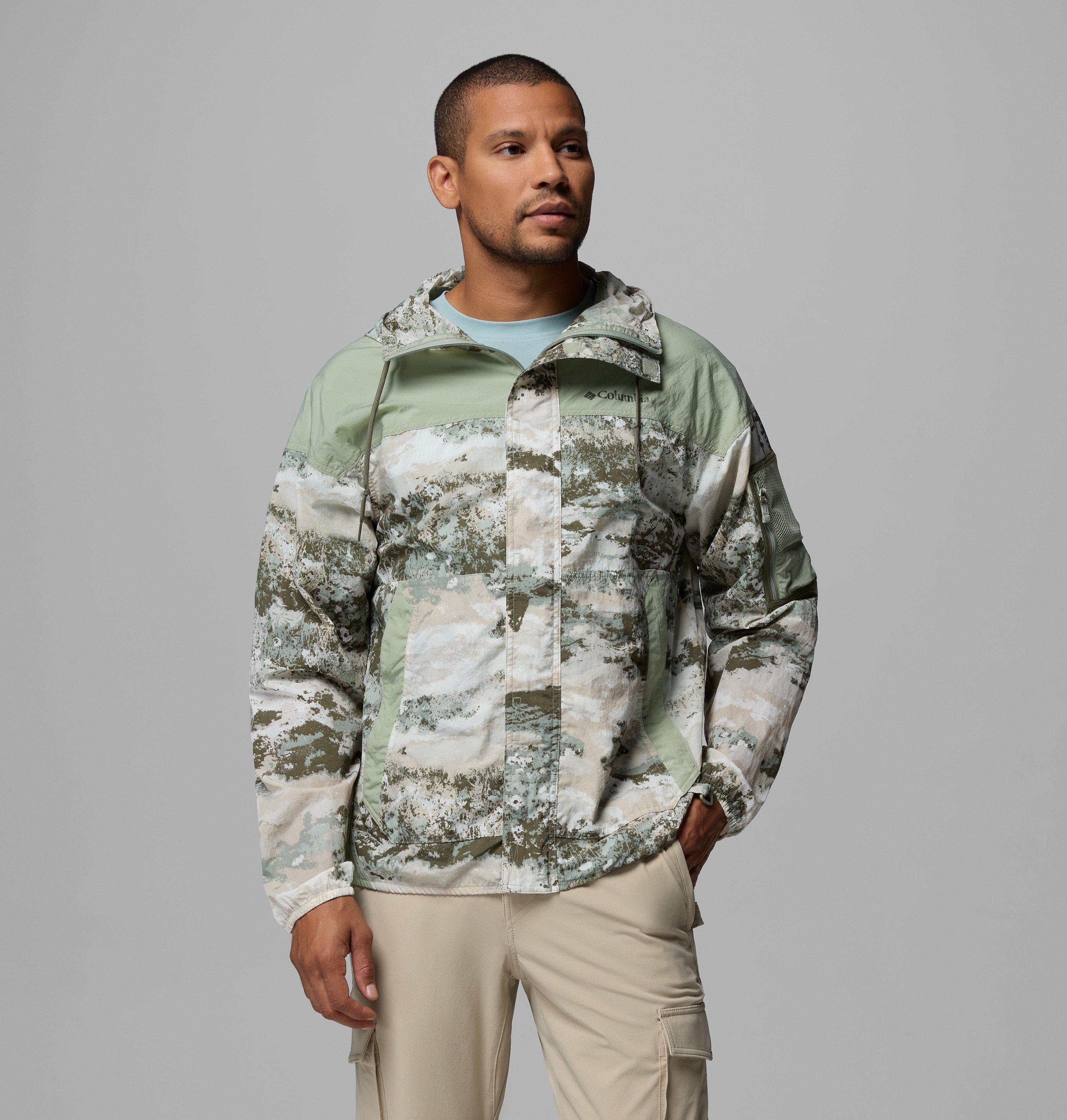 Columbia Sportswear Men's Green Columbia - Challenger™ Ii Printed Windbreaker - Safari Fieldaze, Safari Xxl