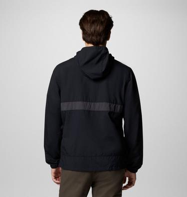 Men's Spire Valley Hooded Windbreaker, Color: Black, Shark, image 3