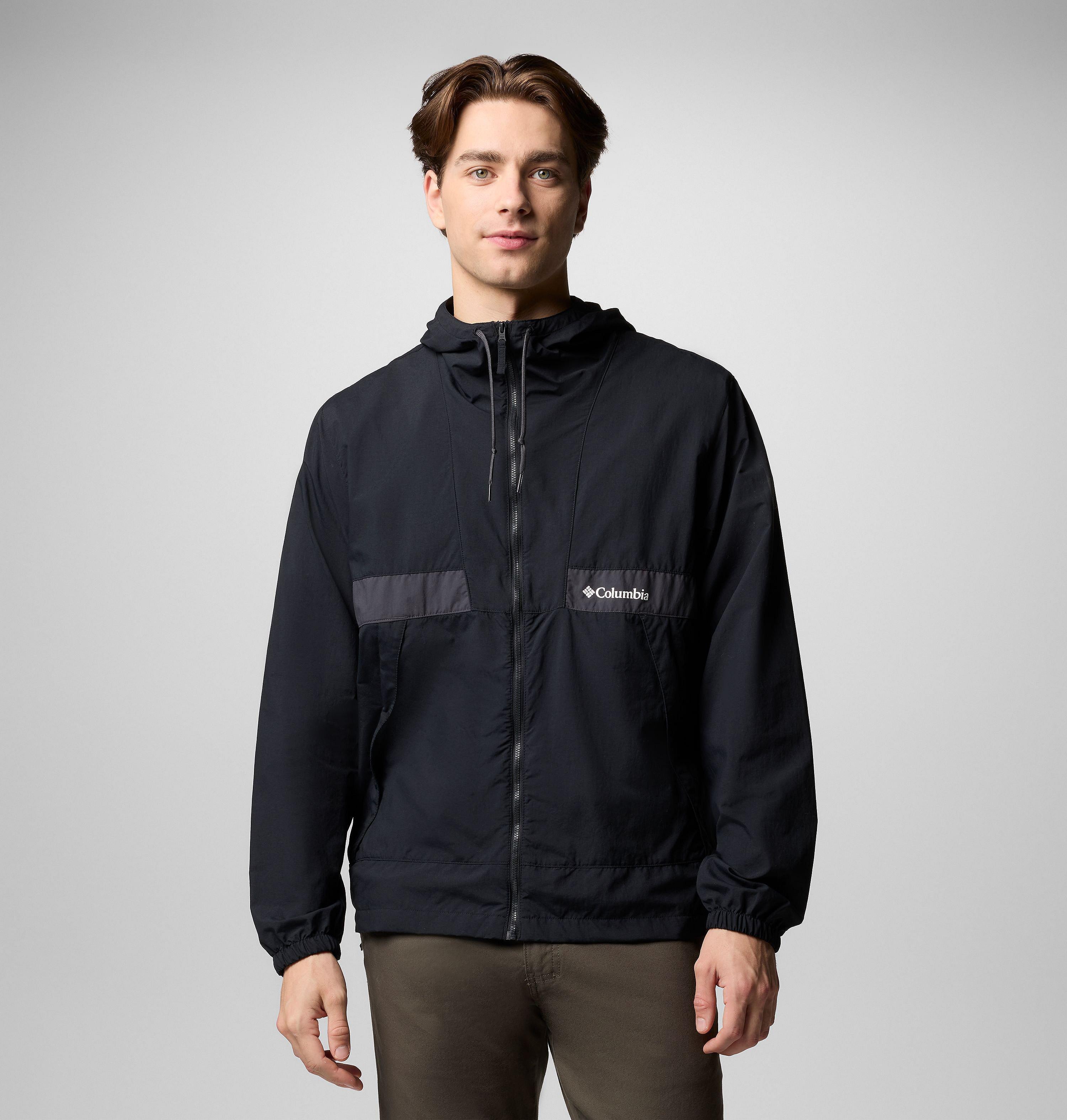 Columbia Sportswear Men's Black Columbia - Spire Valley™ Hooded Windbreaker - Shark Extra Large
