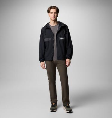 Men's Spire Valley Hooded Windbreaker, Color: Black, Shark, image 4