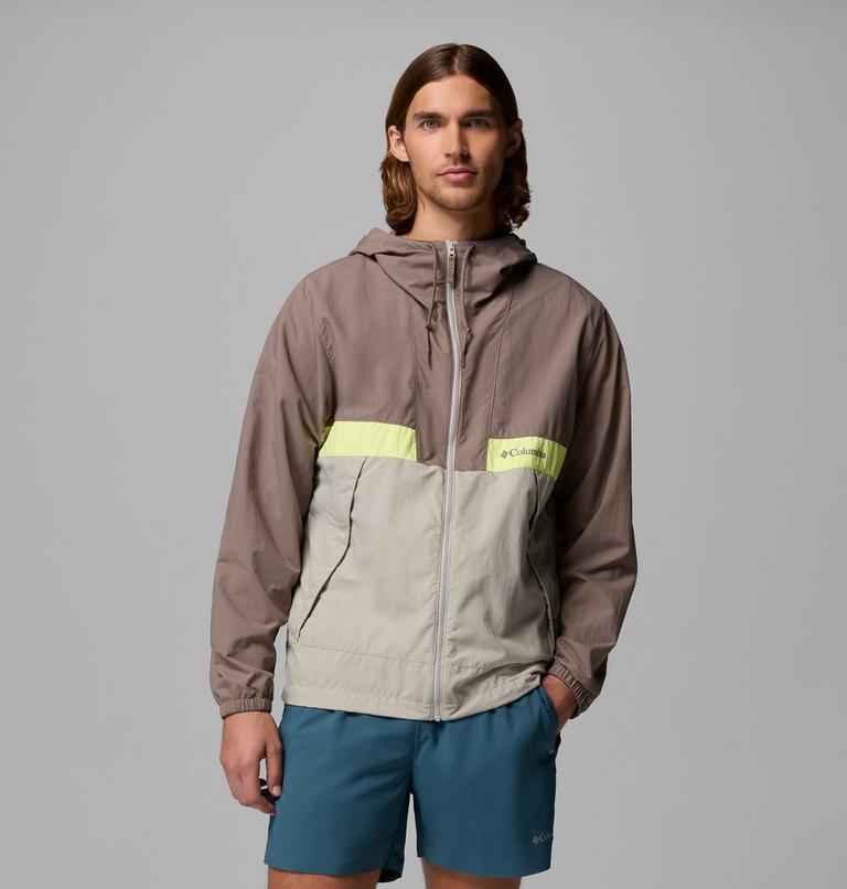 Men's Spire Valley Hooded Windbreaker, Color: Iron, Flint Grey, Neon Light, image 1