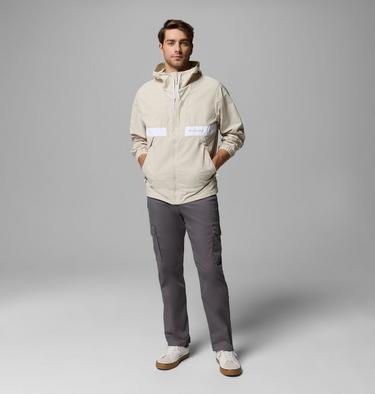 Men's Spire Valley Hooded Windbreaker, Color: Dark Stone, White, image 4