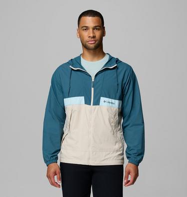Men's Spire Valley Hooded Windbreaker, Color: Everblue, Dark Stone, Marine Light, image 3