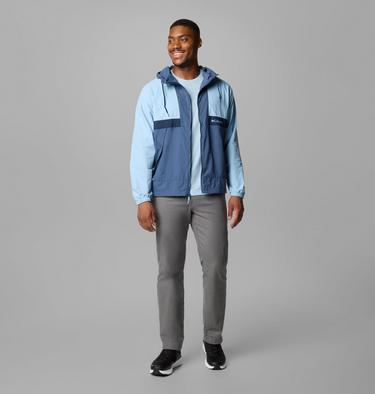 Men's Spire Valley Hooded Windbreaker, Color: Ripple Blue, Dark Mountain, Coll Navy, image 6