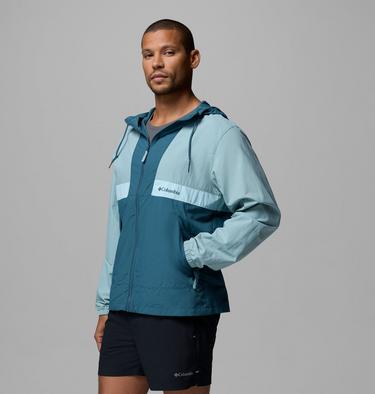 Men's Spire Valley Hooded Windbreaker, Color: Crushed Blue, Everblue, Marine Light, image 12