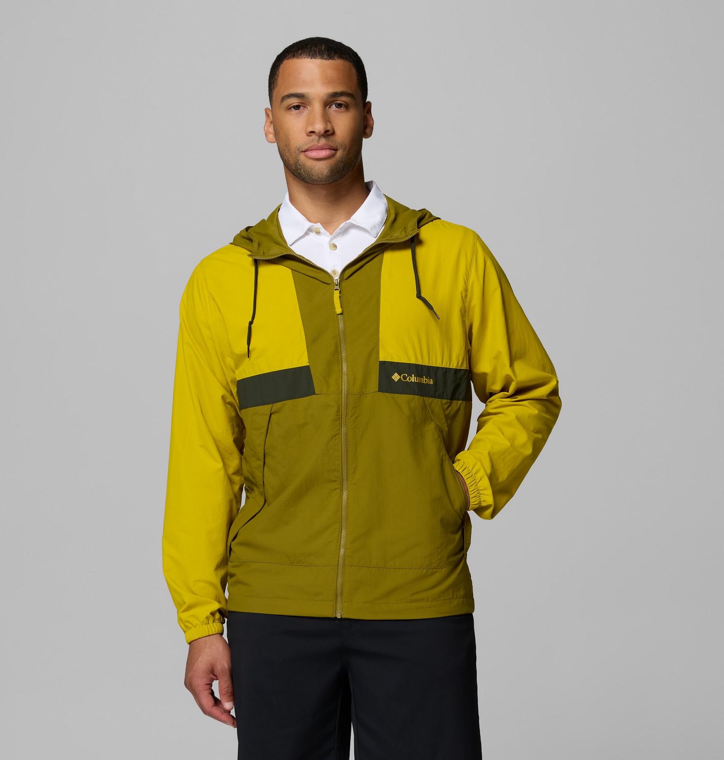Мужская куртка Columbia Spire Valley Hooded Windbreaker - Tall, цвет: Моховой / Зелёный — фото 1