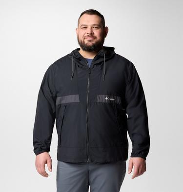 Men's Spire Valley Hooded Windbreaker - Extended Size, Color: Black, Shark, image 1