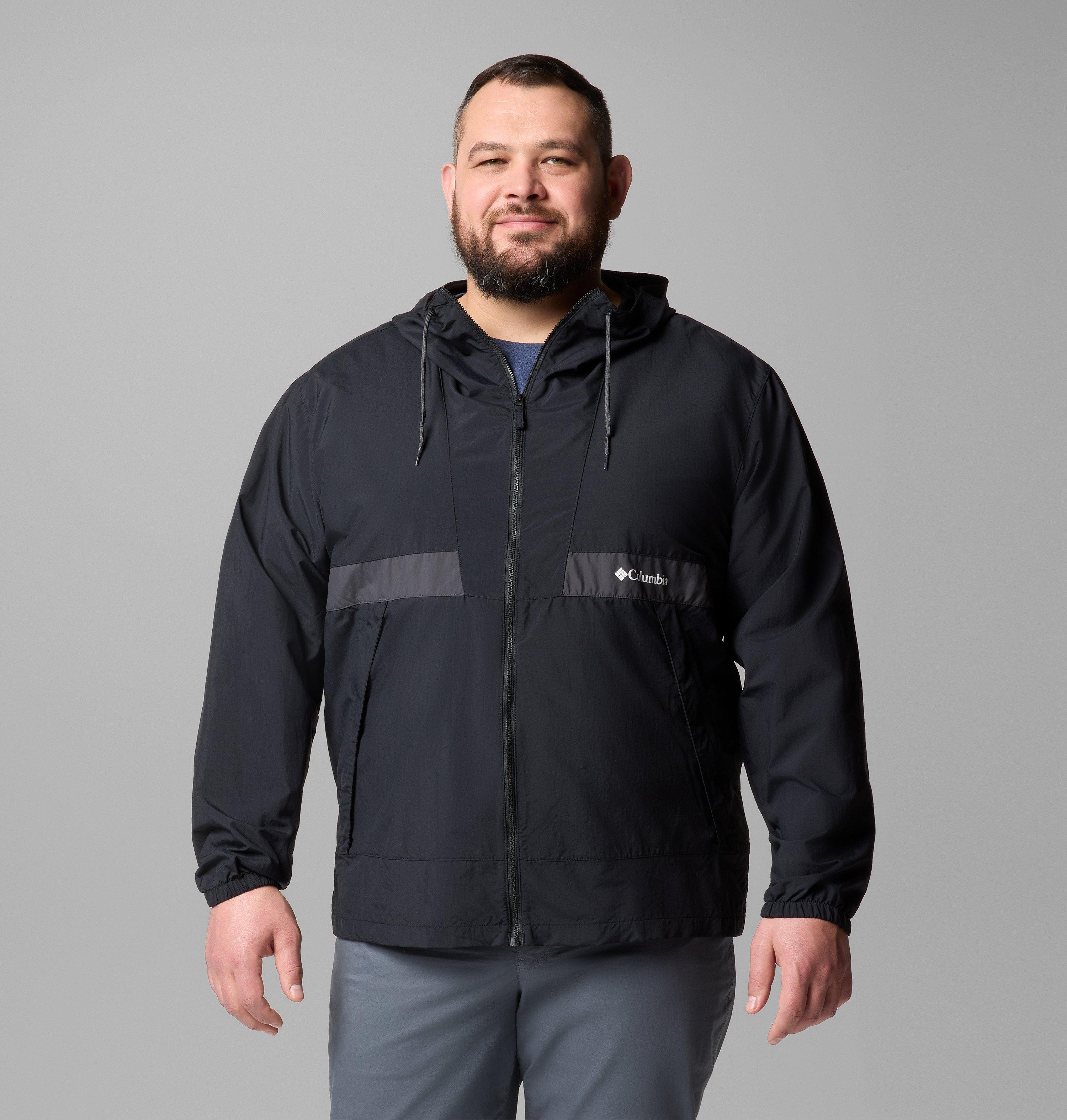 Columbia Sportswear Men's Black Columbia - Spire Valley™ Hooded Windbreaker - Extended - Shark 3X