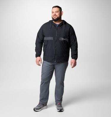 Men's Spire Valley Hooded Windbreaker - Extended Size, Color: Black, Shark, image 2