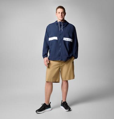 Men's Spire Valley Hooded Windbreaker - Extended Size, Color: Collegiate Navy, White, image 2
