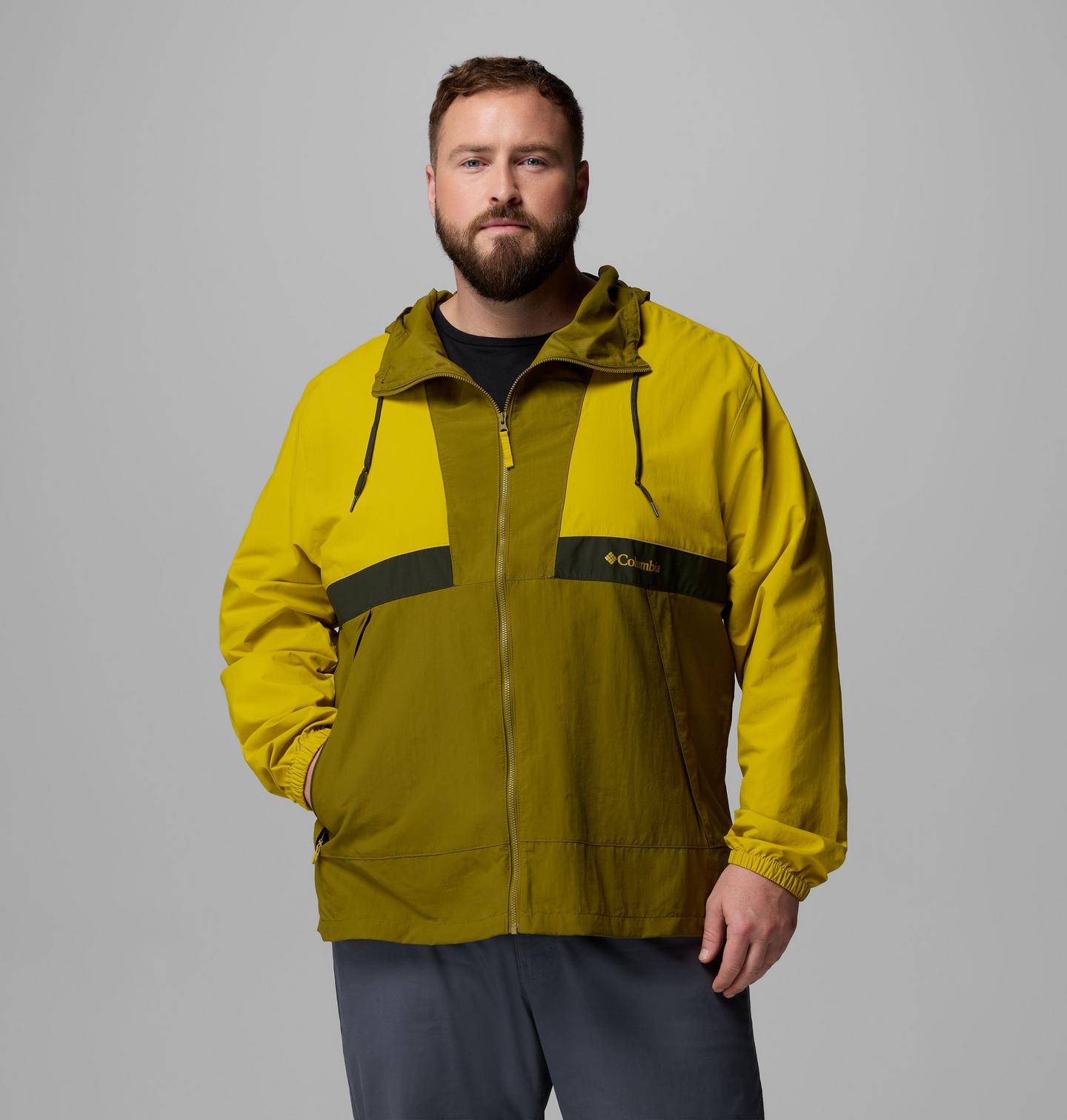 Мужская куртка Columbia Spire Valley Hooded Windbreaker - Big, цвет: Моховой / Зелёный — фото 1