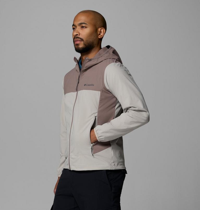 Men's Heather Canyon II Hooded Hiking Softshell Jacket, Color: Flint Grey, Iron, image 4
