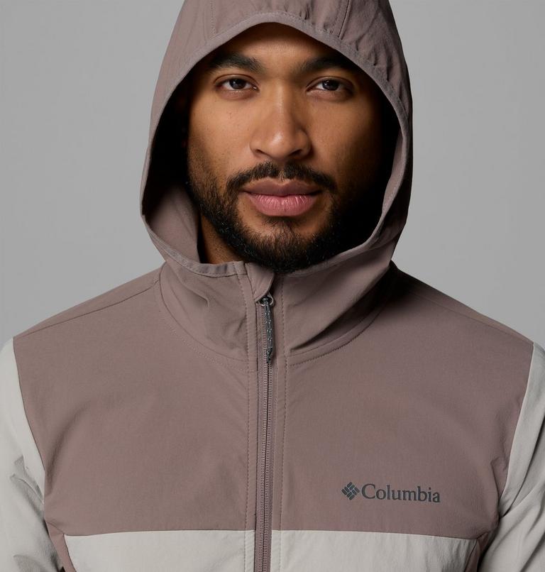 Men's Heather Canyon II Hooded Hiking Softshell Jacket, Color: Flint Grey, Iron, image 6