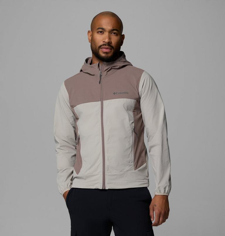 Men's Heather Canyon II Hooded Hiking Softshell Jacket, Color: Flint Grey, Iron, image 1