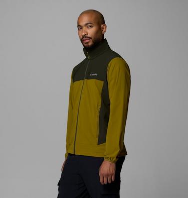 Men's Heather Canyon II Softshell Hiking Jacket, Color: Mossy Green, Greenscape, image 4