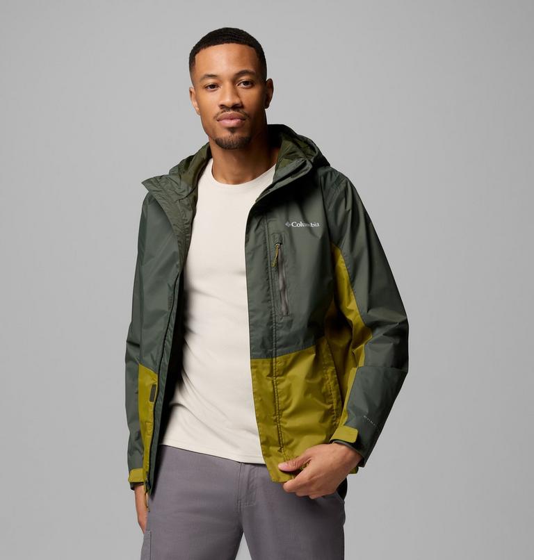 Men's Pouring Adventure III Waterproof Hiking Jacket, Color: Greenscape, Mossy Green, image 5