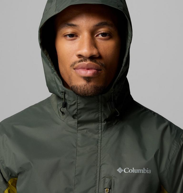 Men's Pouring Adventure III Waterproof Hiking Jacket, Color: Greenscape, Mossy Green, image 6
